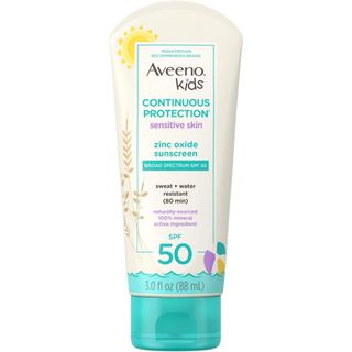 Aveeno Kids Continuous Protection Zinc Oxide Mineral Sunscreen Lotion for Children�s Sensitive Skin SPF 50