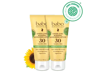 Babo Botanicals Sheer Zinc Mineral Sunscreen Lotion SPF30 Duo