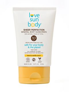 Love Sun Body Launching March 2022 Sheer Perfection Mineral Body Sunscreen SPF 30 Tiare Vanilla Scent Cosmos Natural