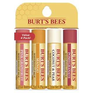 Burt's Bees 100% Natural Moisturizing Lip Balm - Superfruit Grapefruit, Mango, Coconut & Pear, Pomegranate, 4 Tubes