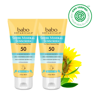Babo Botanicals Sheer Mineral Sunscreen Lotion SPF50 Duo