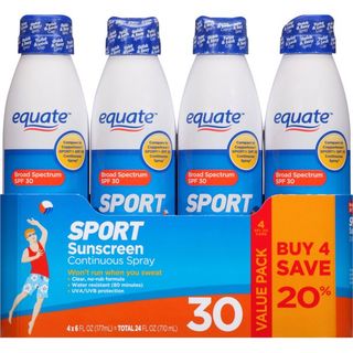 Equate Sport Sunscreen Continuous Spray, SPF 30, , 4 Pk