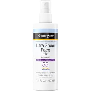 Neutrogena Ultra Sheer Face Mist Sunscreen Spray SPF 55 Oxybenzone-Free Spray Lightweight Water-Resistant & Oil-Free