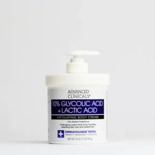 ADVANCED CLINICALS 10% Glycolic Acid + Lactic Acid Body Cream