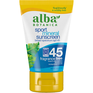 Alba Botanica Sport Mineral Sunscreen Lotion SPF 45, Fragrance Free