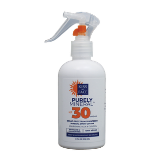Kiss My Face Purely Mineral SPF 30 Spray Lotion Sunscreen, ., Broad Spectrum Sunscreen, 100% Mineral Active Ingredients, Safe Suncare