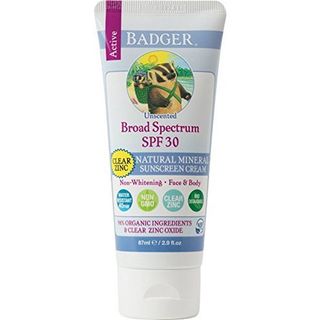 Badger Active Clear Zinc Sunscreen Cream Unscented 30 SPF . each