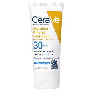 CeraVe Hydrating Mineral Face Sunscreen Lotion SPF 30 with Zinc Oxide