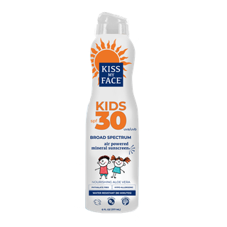 Kiss My Face Kids Defense Broad Spectrum SPF 30 Spray Sunscreen, ., Safe for Kids, Mineral Active Ingredients, Air Powered Spray, Safe Suncare