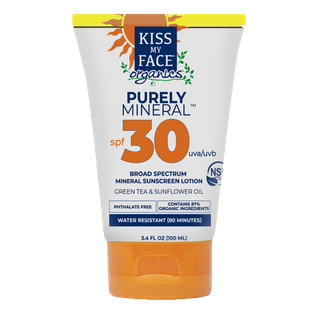 Kiss My Face Organics Purely Mineral Face & Body SPF 30 Sunscreen Lotion, ., Broad Spectrum Sunscreen, 100% Mineral Active Ingredients, Safe Suncare