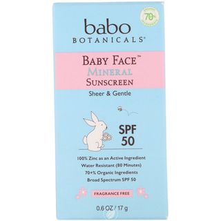 Babo Botanicals Baby Face Mineral Sunscreen Stick - SPF 50 - , Pack of 12