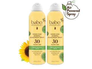 Babo Botanicals Sheer Zinc Mineral Sunscreen Spray SPF30 Duo
