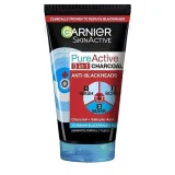 Garnier - Pure Active 3in1 Charcoal Blackhead Mask Wash Scrub