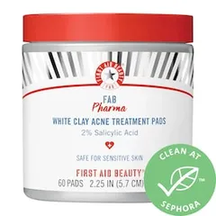 FAB Pharma White Clay Acne Treatment Pads 2% Salicylic Acid