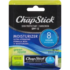ChapStick - Moisturizer Green Apple SPF 12 Skin Protectant & Sunscreen . Carded Pack