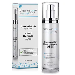 GLOXINIALIFE by DR. CALLE - Clear Defense SPF 45- Oil-Free Facial Sunscreen for Acne Prone Skin with Zinc Oxide- Daily Botanical Cream for Face Use- Anti Aging with UV Skin Protection