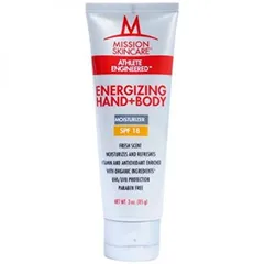 Mission Skincare - energizing hand+body lotion with spf 18, 3-ounce tube