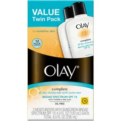 Olay - Complete All Day Facial Moisturizer with Broad Spectrum SPF 15 for Sensitive Skin Twin Pack