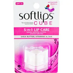 Softlips - Cube 5 in 1 Lip Care Pomegranate Blueberry Lip Protectant Sunscreen. SPF 15