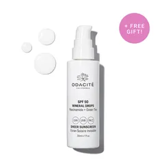 Odacite - SPF 50 Sheer Sunscreen Mineral Drops + Free Odacité Bag with 3 Piece Minis