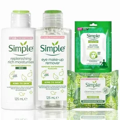 Simple - Kind to Skin Eye Makeup Remover x , Rich Moisturiser x , Cleansing Wipes x 20 Mask x 1