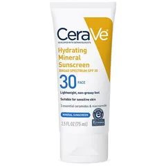 CeraVe - Hydrating 100% Mineral Face Sunscreen SPF 30 with Zinc Oxide & Hyaluronic Acid