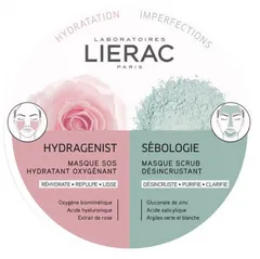 Lierac - Duo Hydragenist Oxygenating Moisturing SOS Mask + Sébologie Deep-Cleansing Scrub Mask