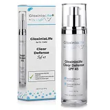 Clear Defense SPF 45- Oil-Free Facial Sunscreen for Acne Prone Skin with Zinc Oxide- Daily Botanical Cream for Face Use- Anti Aging with UV Skin Protection
