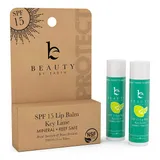 SPF Lip Balm - SPF 15 Reef Safe Lip Sunscreen, Natural & Organic Lip Balm with SPF, Lip Balm With Sunscreen, Sunscreen Chapstick Lip Balm for Men, Women and Children - Key Lime - 2 Tubes