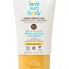 Love Sun Body - Just Launched... Sheer Perfection Mineral Body Sunscreen SPF 50 Tiare Vanilla Scent Cosmos Natural