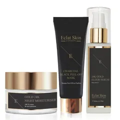Eclat Skin London - Anti - Wrinkle Elixir Serum 24k + ANTI-WRINKLE Night MOISTURISER 24K GOLD + Peel Off Face mask