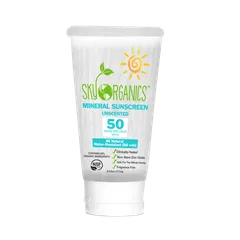 SPF50 Organic Sunscreen by Sky Organics Unscented Non-Nano Zinc Oxide Formula-Water Resistant Natural Mineral Sunscreen-Safe for the whole family-Certified Organic Baby Sunscreen Cream -Huge Tube