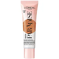 L'Oréal Paris - Skin Paradise Water-infused Tinted Moisturizer with Broad Spectrum SPF 19 sunscreen lightweight, natural coverage up to 24h hydration for a fresh, glowing complexion, Deep 01