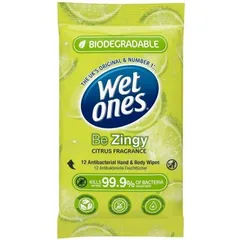 Wet Ones - Biodegradable Hand Wipes Be Zingy -12 Wipes