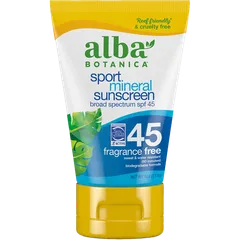 Alba Botanica - Sport Mineral Sunscreen Lotion SPF 45, Fragrance Free