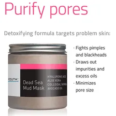 YEOUTH - Dead Sea Mud Mask with Hyaluronic Acid, Aloe, Oatmeal, Avocado Oil