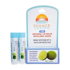 Summer Lotion - Natural Lip Balm with Zinc Oxide Sunscreen, SPF 15, , Key Lime