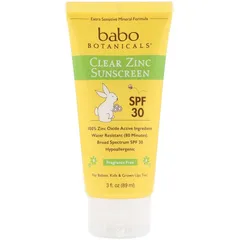 Babo Botanicals - Clear for Babies Fragrance Free Zinc Sunscreen Lotion - SPF 30 -, Pack of 2