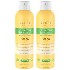 Babo Botanicals - SPF50 Sheer Zinc Continuous Fragrance Free Sunscreen Spray Duo