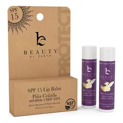 Beauty by Earth - SPF Lip Balm Pack - SPF 15 Reef Safe, Water Resistant Lip Sunscreen Made with Organic Ingredients, Lip Balm with SPF, Lip Balm With Sunscreen Chapstick Lip Balm for Men, Women & Children – Pina Colada