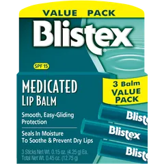 Blistex - Medicated Lip Balm SPF 15, 3 Sticks per Pack