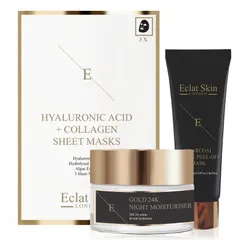 ANTI-WRINKLE Night MOISTURISER 24K GOLD + Peel Off Face mask+Hyaluronic Acid Collagen Mask - 3 sheets