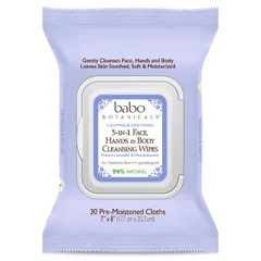 Babo Botanicals - 3-in-1 Calming Face, Hand, Body Wipes - Lavender & Meadowsweet