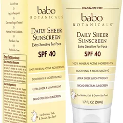 Babo Botanicals - Daily Sheer Non-Nano Zinc SPF 40 Fragrance Free Mineral Sunscreen