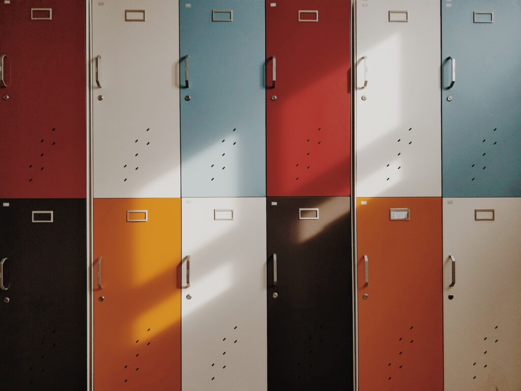 minimalist photography illustrating classification showing different locker rooms by moren hsu