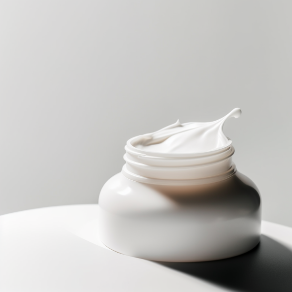 Close up shot of an open skincare cream minimalist