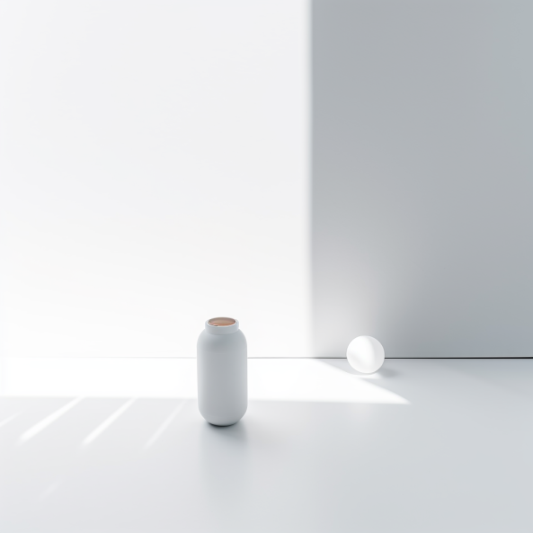 Minimalist photography skincare bottle in sunlight no label